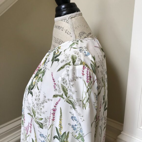 NWT Charlotte Brody Double Ruffle Blouse Top Shirt Womens Large White Floral NEW - Picture 9 of 12